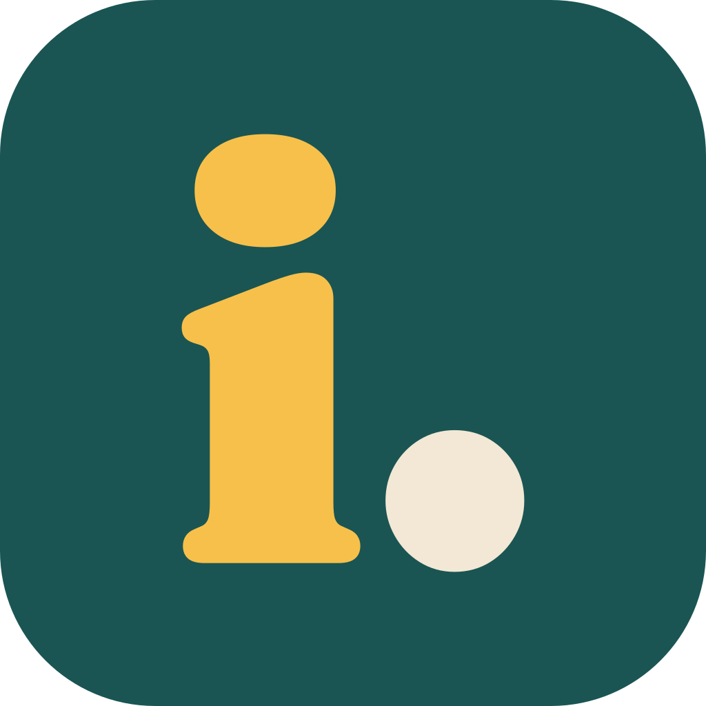 Icono de inklui: una «i» ámbar con un punto arena, sobre un cuadrado verde azulado de esquinas redondeadas.
